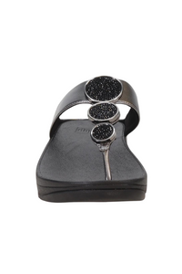 Fit Flop Halo Bead Circle Leather Toe Post Sandal - Pewter Black