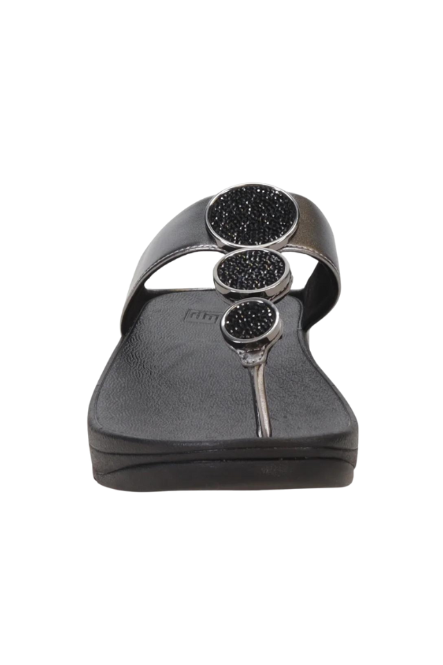 Fit Flop Halo Bead Circle Leather Toe Post Sandal - Pewter Black