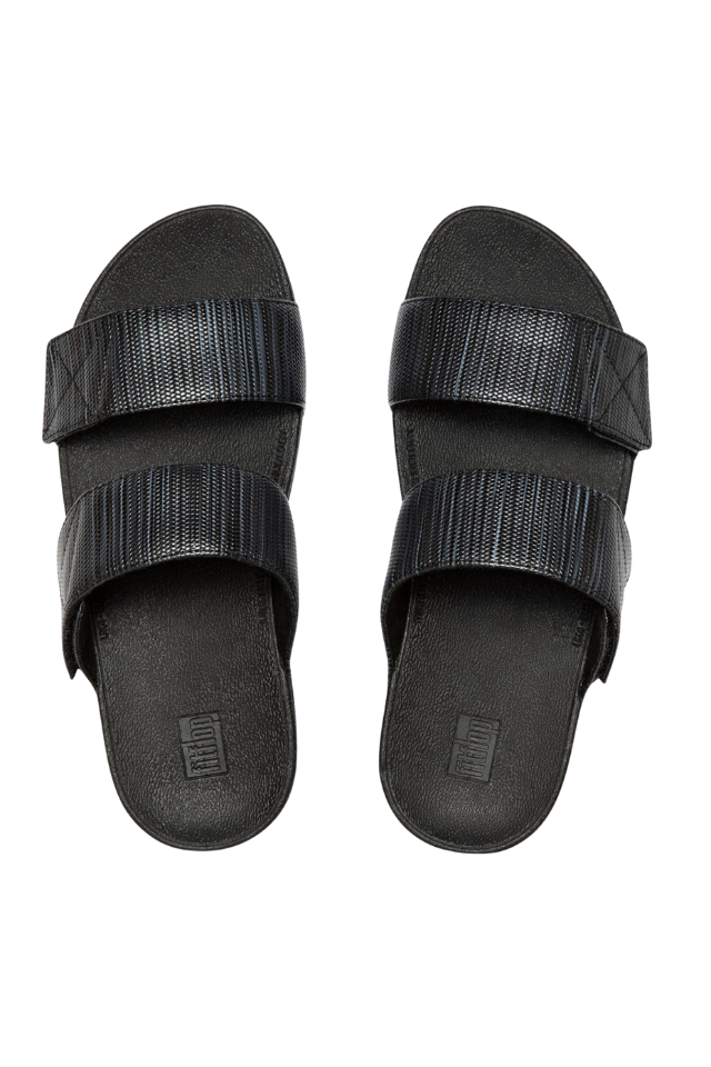 Fit Flop Mina Textured Glitz Slides - All Black