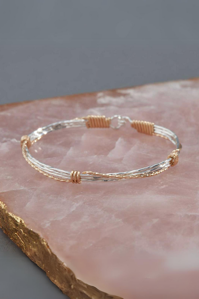 Ronaldo Leap of Faith Bracelet- Sterling Silver with 14k Gold Artist Wire