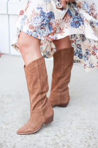 Free People Sway Low Slouch Boot - Burnt Caramel Suede