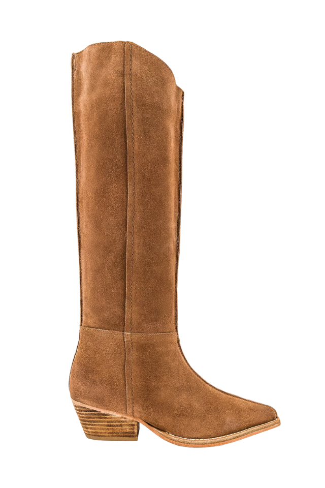 Free People Sway Low Slouch Boot - Burnt Caramel Suede