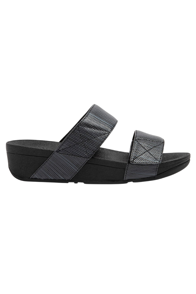 Fit Flop Mina Textured Glitz Slides - All Black