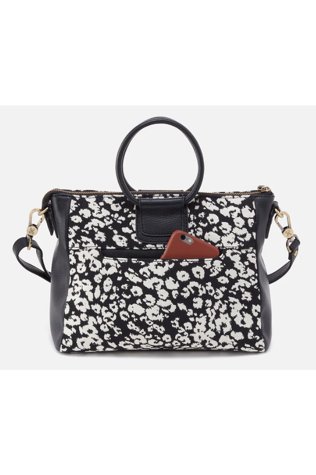 HOBO Sheila Medium Satchel - Black and White Leopard